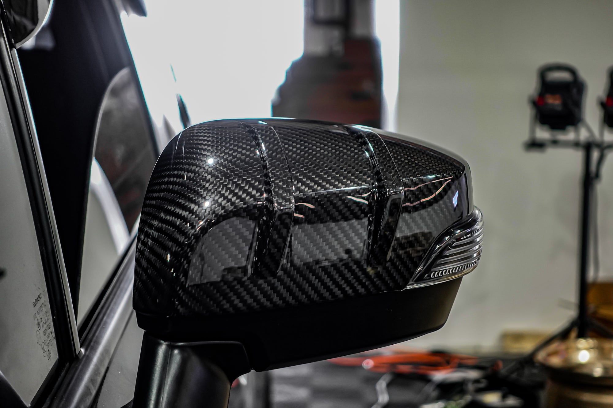 Noble JDM RS-R Squared Carbon Fiber Mirror Covers (with Turn Signal Cutout) - 15-21 WRX / STI