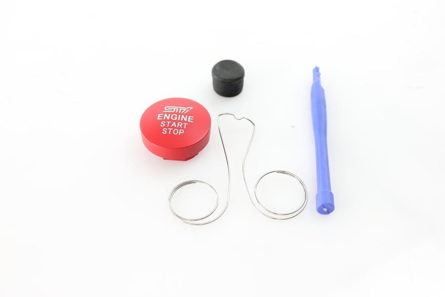 Noble Essentials Race Red "STI" Push to Start Cover without Hole - 13+ BRZ / GR86
