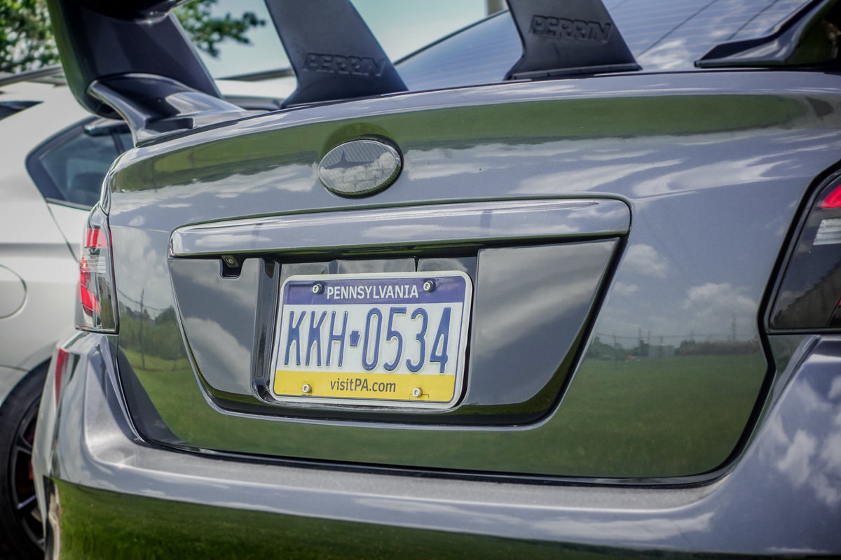 Noble Gloss Black License Plate Panel - 15-21 WRX / STI