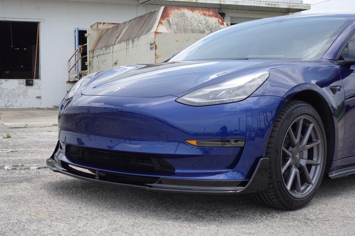 Noble Gloss Black Stage 1 Front Bumper Lip (2 piece) Tesla Model 3 2017-2023