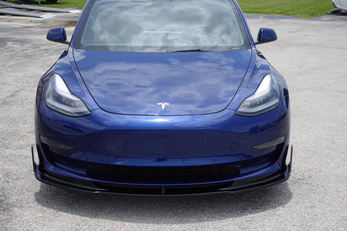 Noble Gloss Black Stage 1 Front Bumper Lip (2 piece) Tesla Model 3 2017-2023