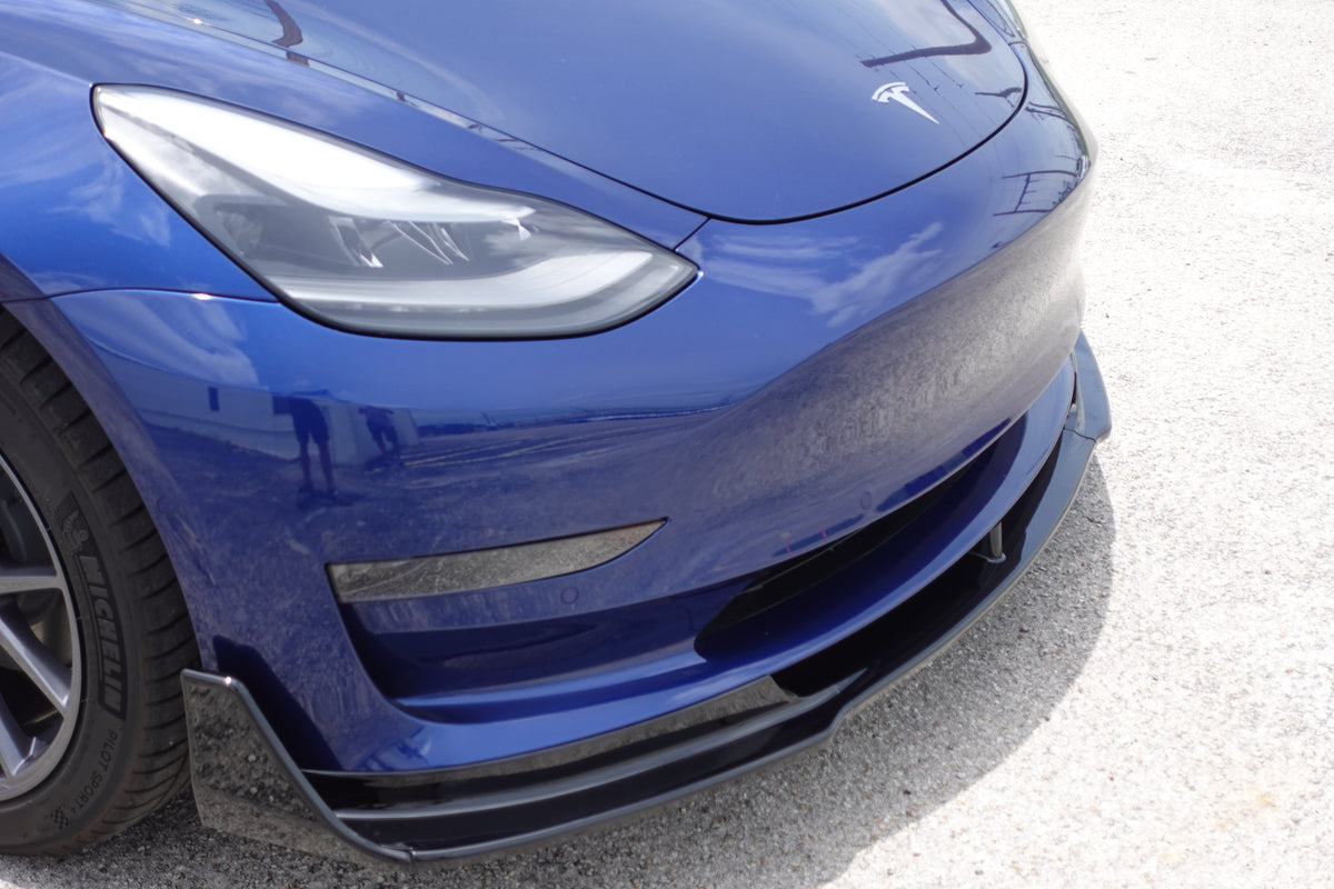 Noble Gloss Black Stage 1 Front Bumper Lip (2 piece) Tesla Model 3 2017-2023