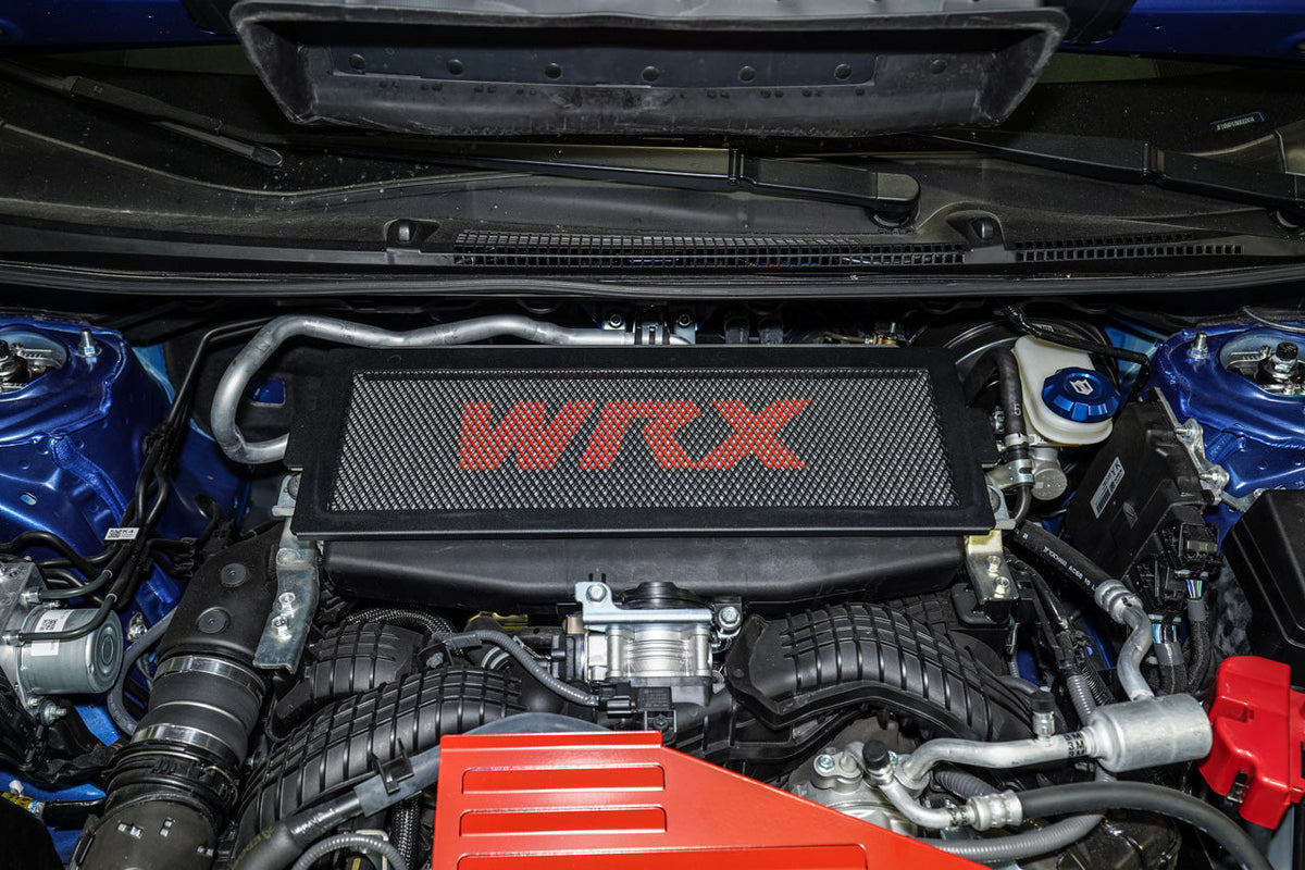 Noble VB Top Mount OE Intercooler Guard (Red on Black) - 22+ WRX / 19+ Ascent / 20+ Legacy / 20+ Outback